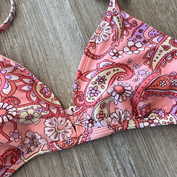 Womens Wild Fable Pink Print Bikini Top - L - Picture 2 of 5